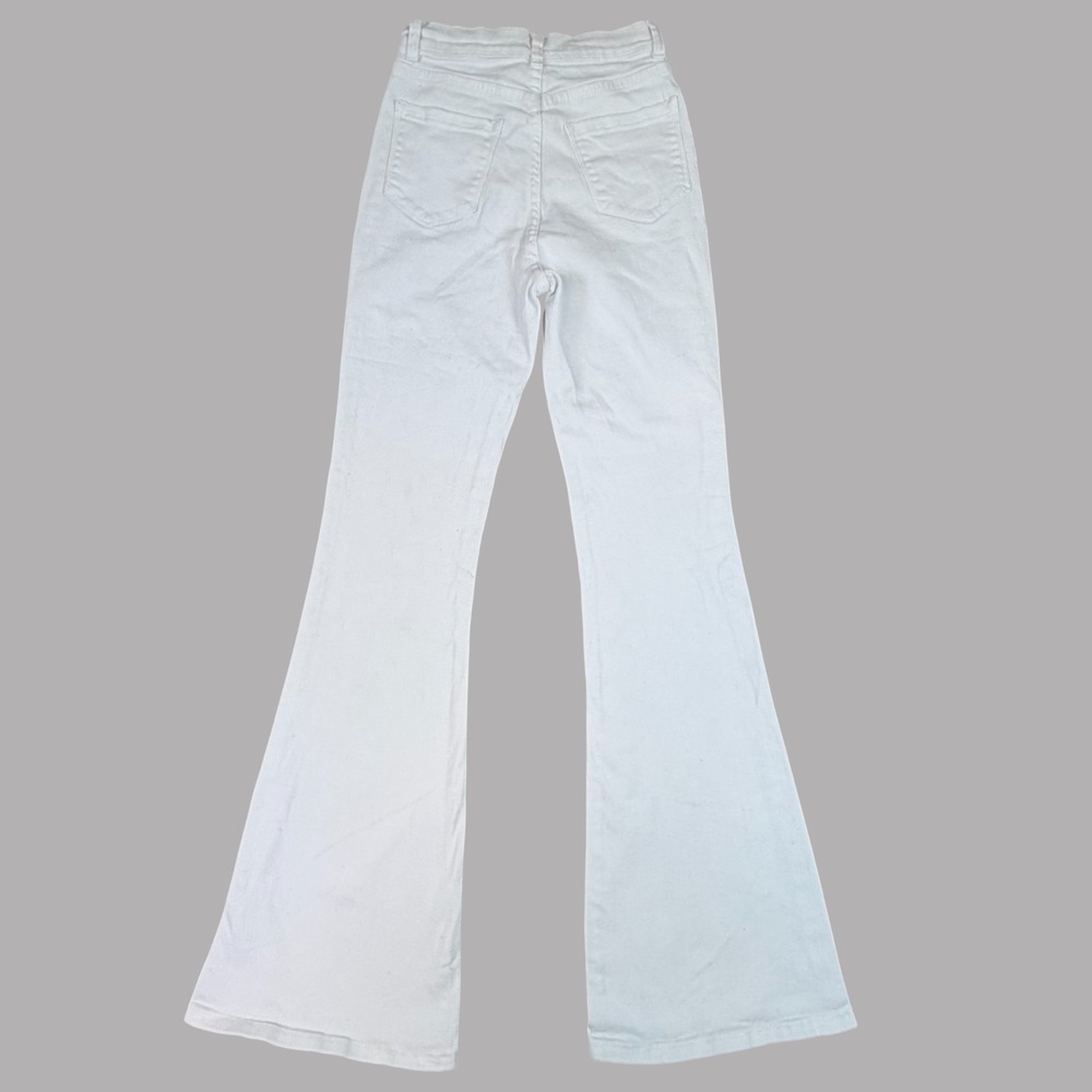 White Denim Jeans Women's Sz 24x32 Wide Bell Bottoms Bootcut Flare CT Unbranded - Picture 2 of 13